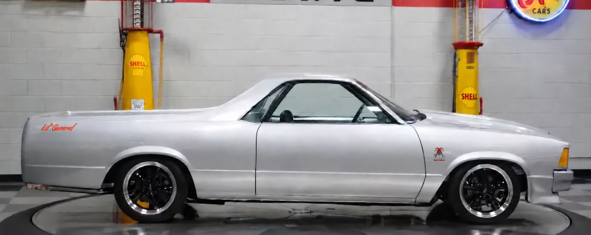 Li’l General, a silver customized vehicle in side profile